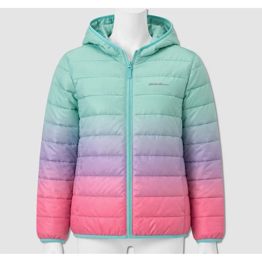 Eddie Bauer Down Hooded Jacket - NWT Big Girls Size XL 16 Multicolor - #49823-M4